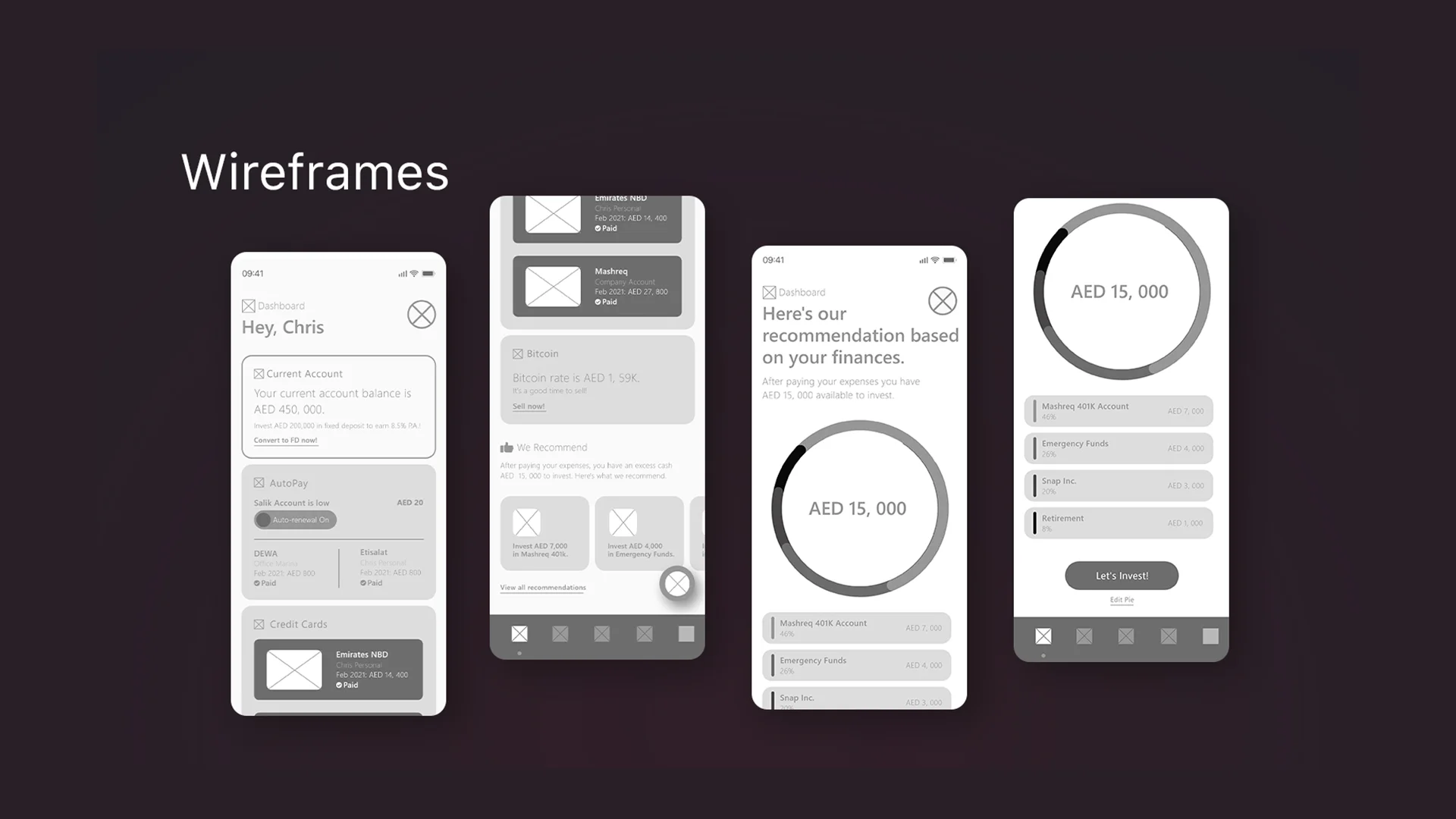 FinDXB portfolio wireframe image