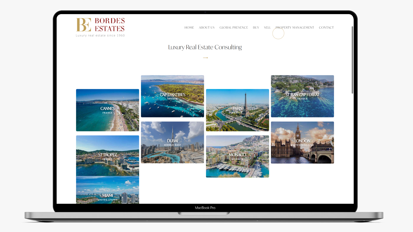 Bordes estates portfilio website image mac