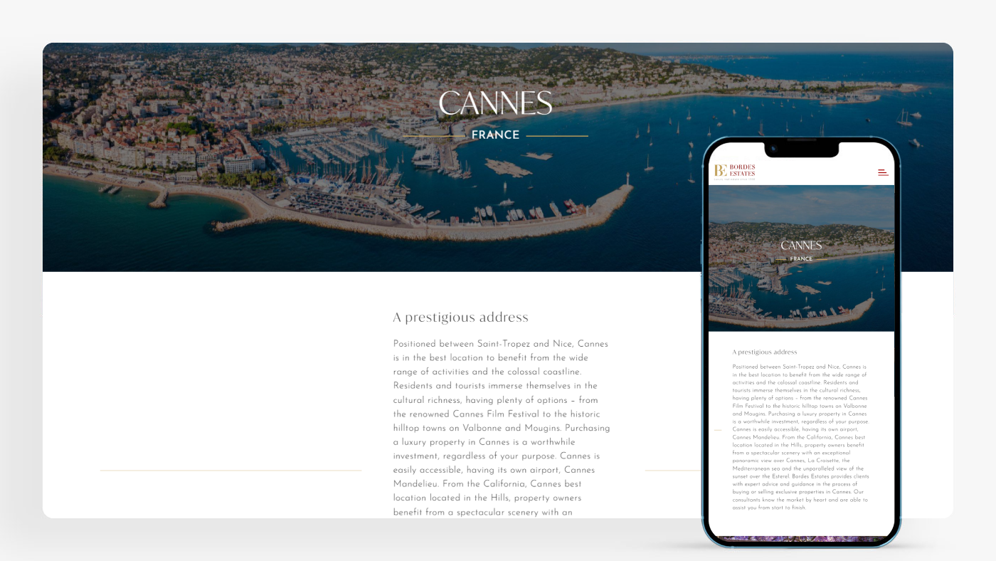 Bordes estates portfilio website image 2 phone