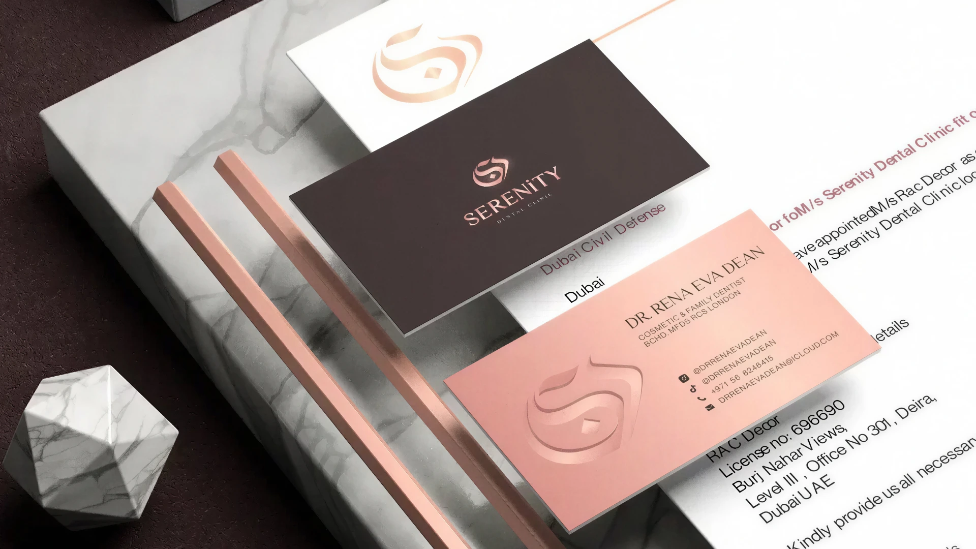Serenity Dental Clinic brand identity and logo design by Tequila, Dubai