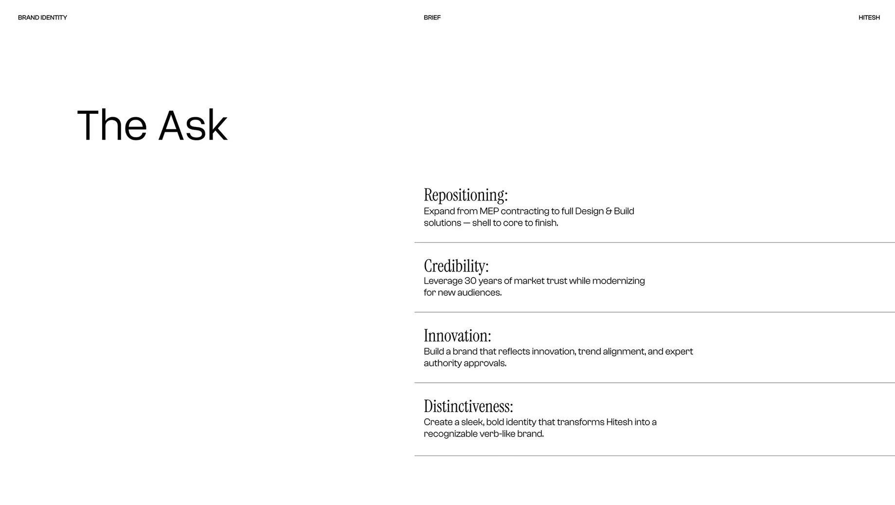 Hitesh Design and Build- The Ask